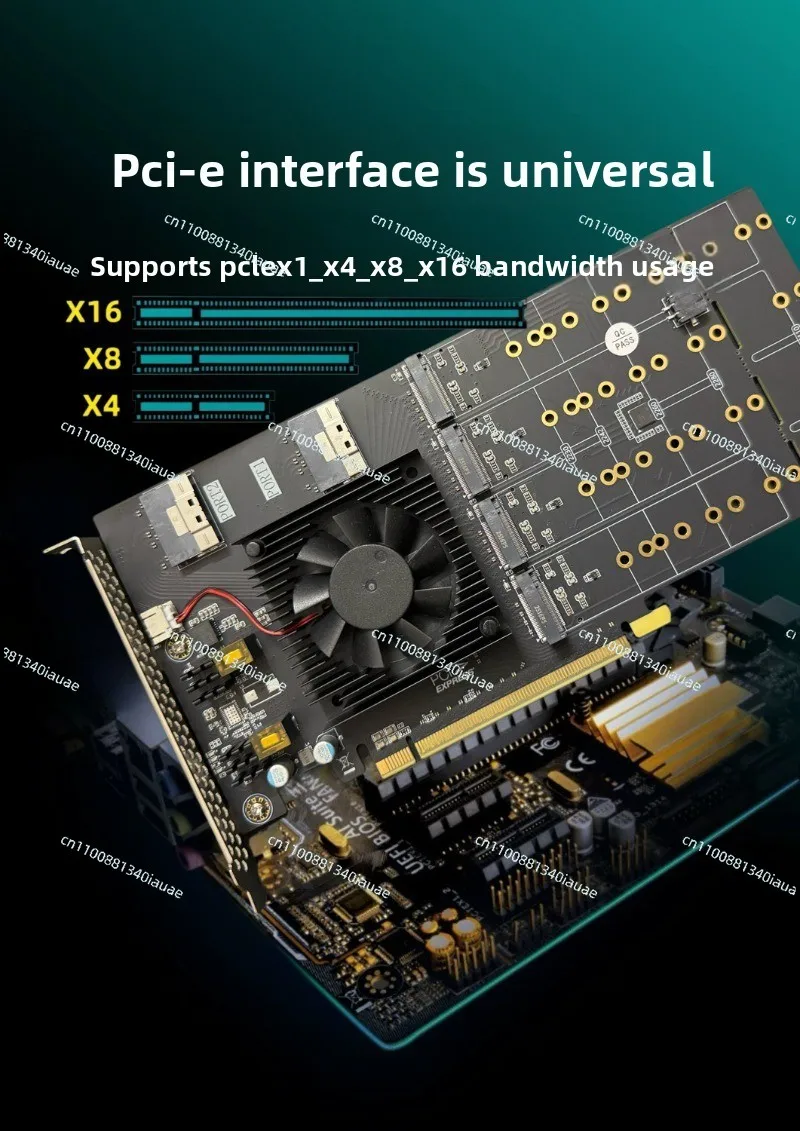 Fotografia 5: Placa Principal com Chip PEX de Divisão Livre, Placa de Expansão PCIe 4.0, M.2 NVMe SSD U.2