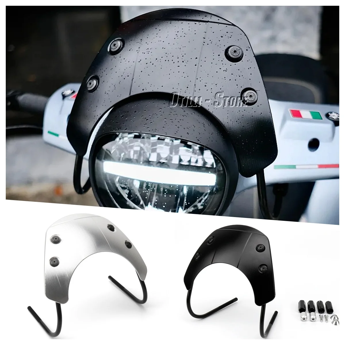 

OTILLI Motorcycle CNC Aluminum Wind Deflector Windshield Windscreen For Vespa GTS 300 GTS300 gts300 Super Motorcycle Accessories