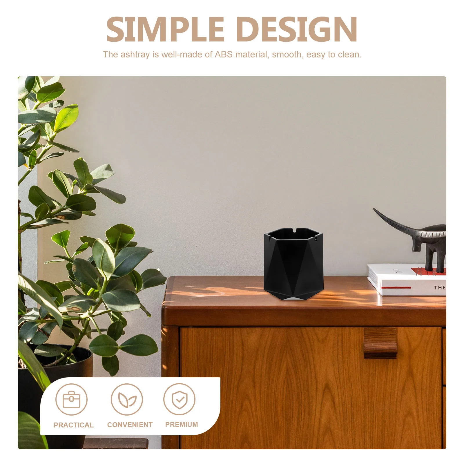

Creative Ashtray Large Capacity ABS Material Easy Clean Home Office Desktop Cigarette Holder Retro Style Practical Convenience