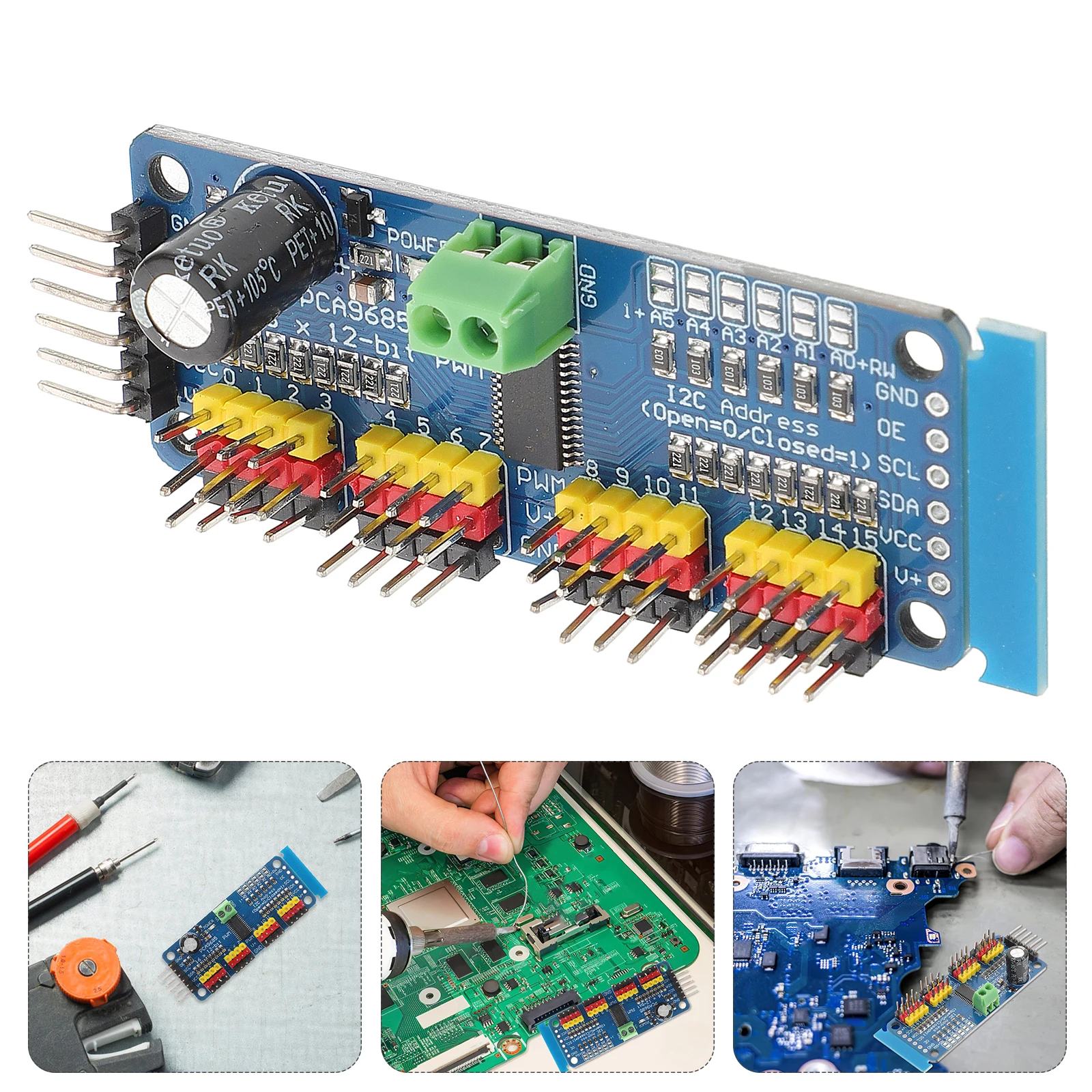 

16 Channel Servo Driver Board PWM Module for Car Robot Science Kit Electronics Project Industrial DIY Tool Part