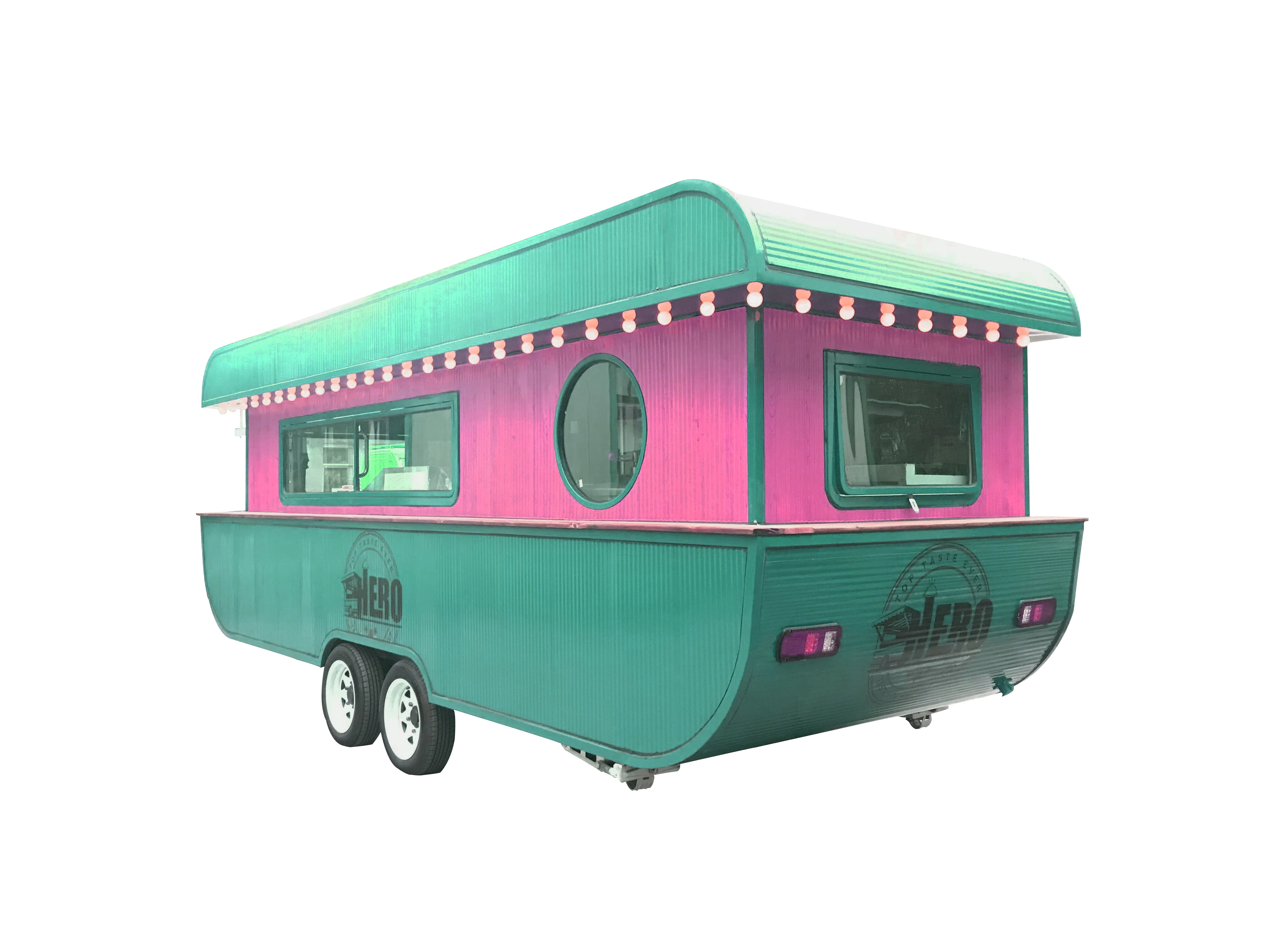 Camion de restauration rapide mobile en forme de losange unique, mode, nouveau design, livraison gratuite par mer