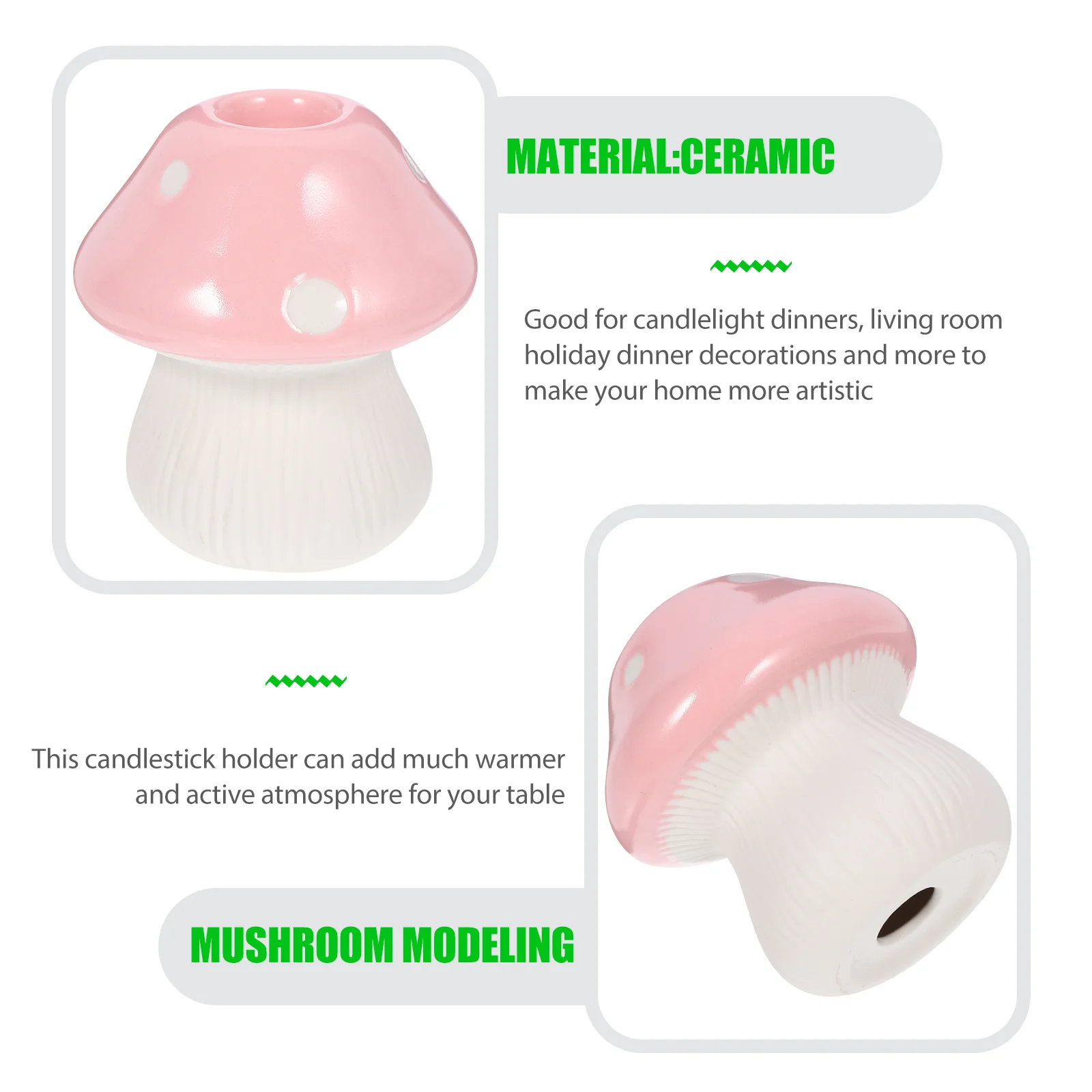 

Candles Holders Decor Tabletop Mushroom Candlestick Mushrooms Tealight Ceramic Candlesticks