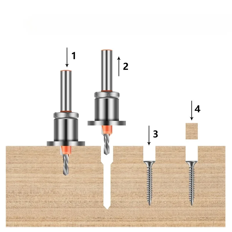 

BIESUO 8mm 10mm Shank Adjustable Countersink Woodworking Router Core Limiter Alloy Drill Bits Wood Drilling Milling Cutter Screw