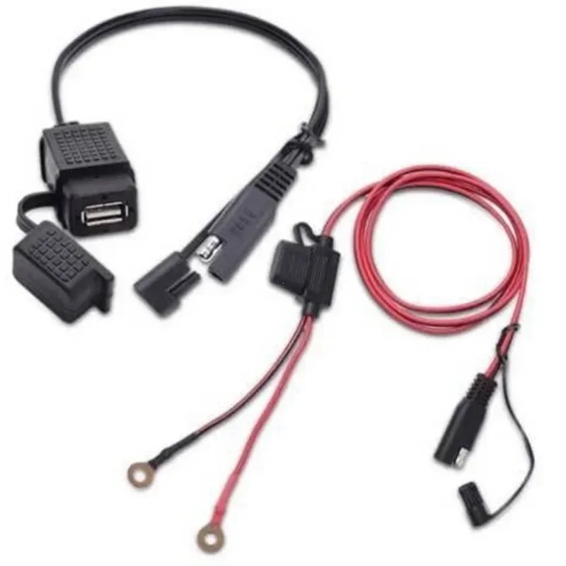 12V Waterproof Motorcycle SAE to USB Phone GPS MP4 Charger Cable Adapter Motorbike Inline Fuse Power Supply