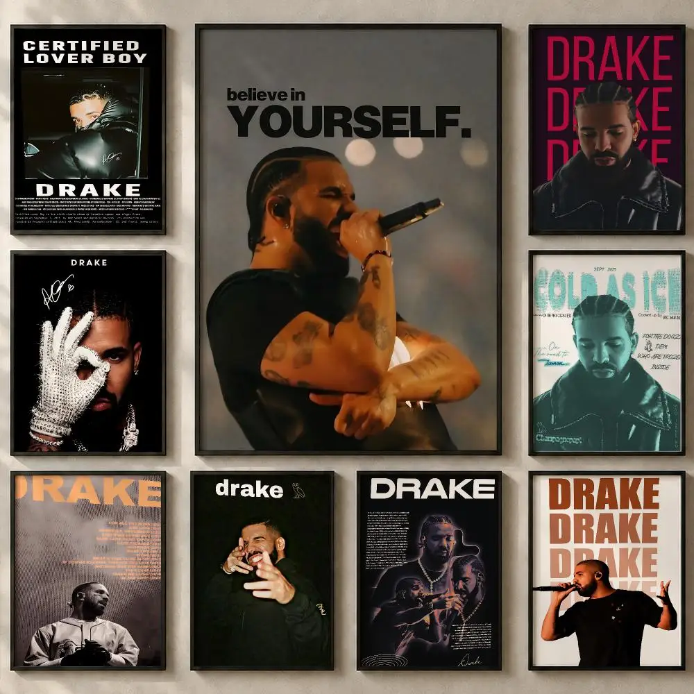 Popular Singer Drake Poster Art  Self-Adhesive No Glue Residue Wall Sticker for Home Office Nursery