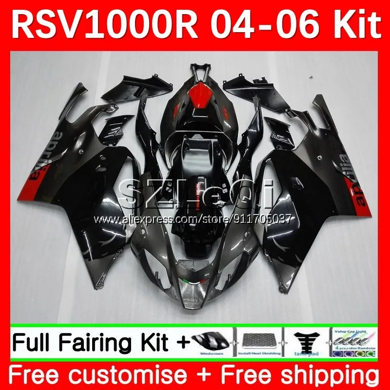 Stock Black RSV1000RR For Aprilia RSV1000 R RR CC Mille RV60 RSV 1000 19No.0 RSV1000R 04 05 06 RSV-1000 2004 2005 2006 Fairing