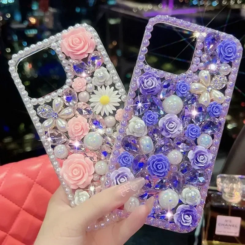 Beautiful Handmade Rhinestone Phone Case for Huawei P50 P60 Pro, Mate 50 60, Honor 80 90 100 Pro