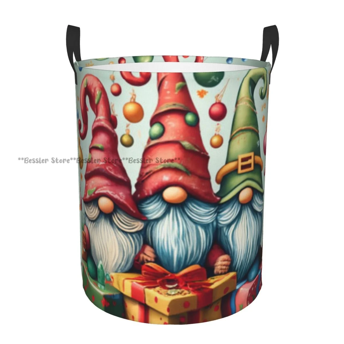 Foldable Laundry Basket for Dirty Clothes Xmas Theme Gnomes With Gift Storage Hamper