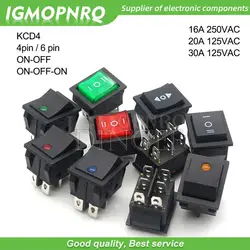 1PCS rocker switch KCD4 4PIN 6PIN 2 / 3 position ON-OFF Mini with light cat-eye 220V LED rocker switch button 16A 30A 250VAC 20A