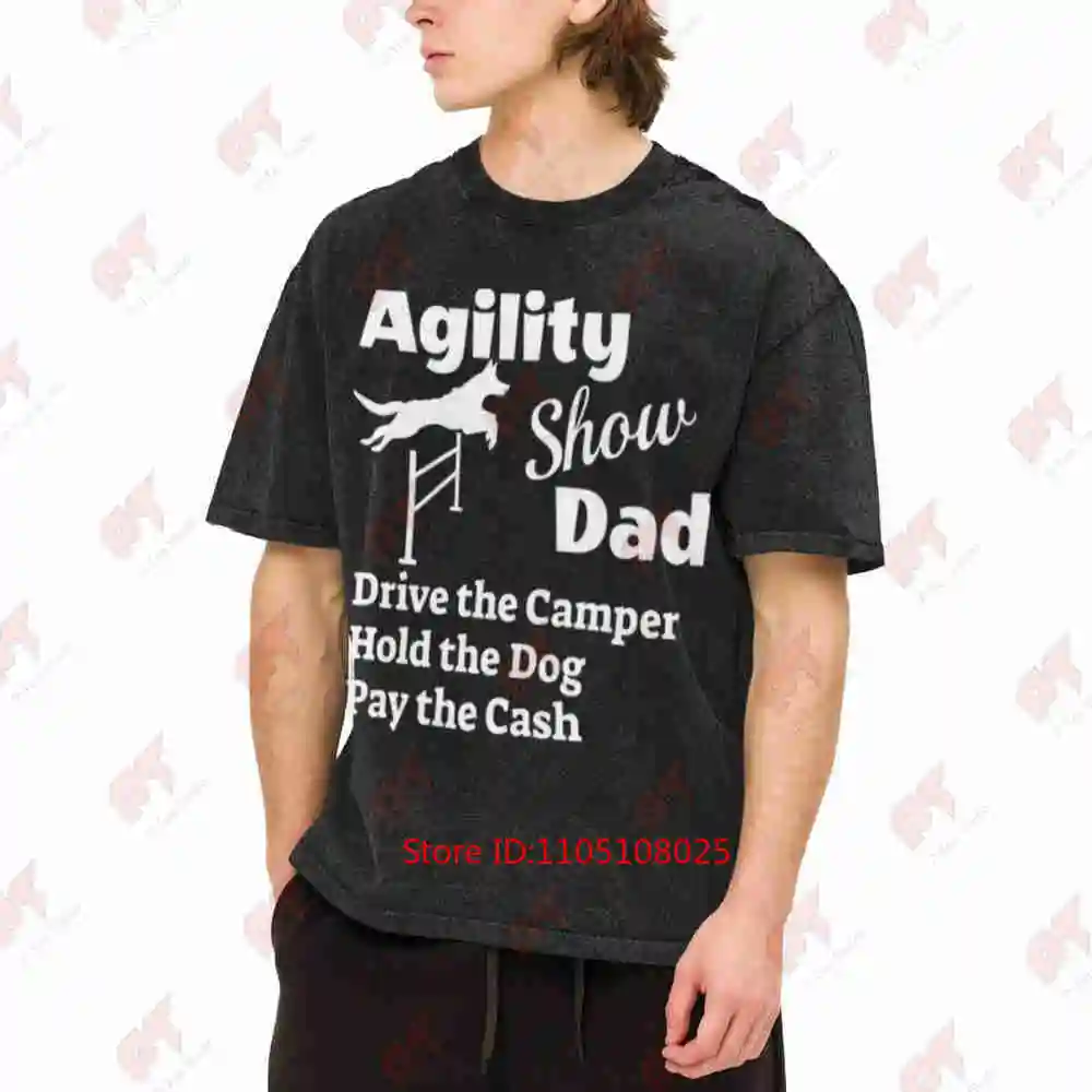 Dog Agility Dad Fathers Day Owner Vintage Washed Tee Pure Cotton T-Shirt