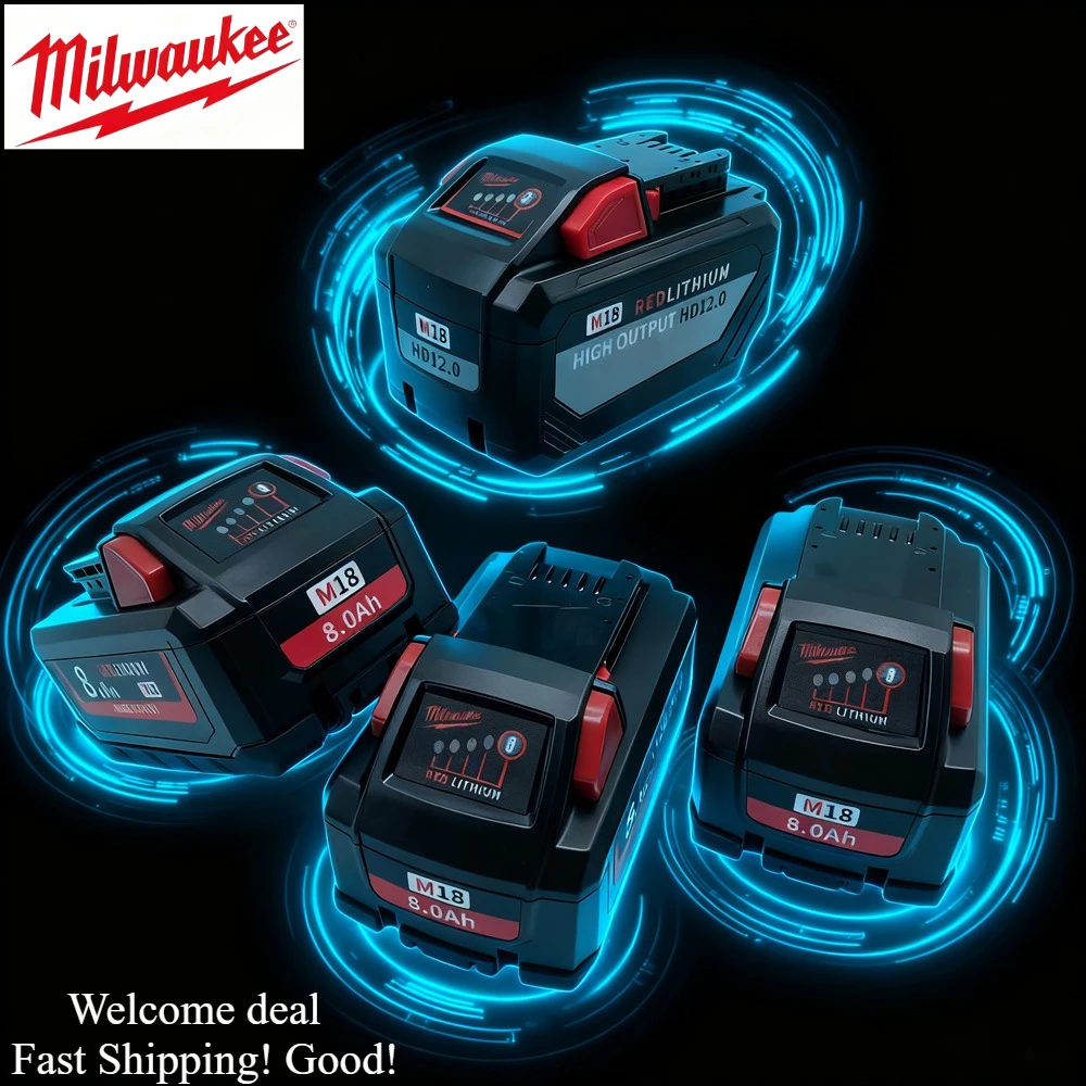 

Original Milwaukee Battery, M18HB8 8AH, 3AH 8AH 12AH, M12-18FC Charger,For Milwaukee M18 18V 4811-1850 1815 Tool Lithium Battery