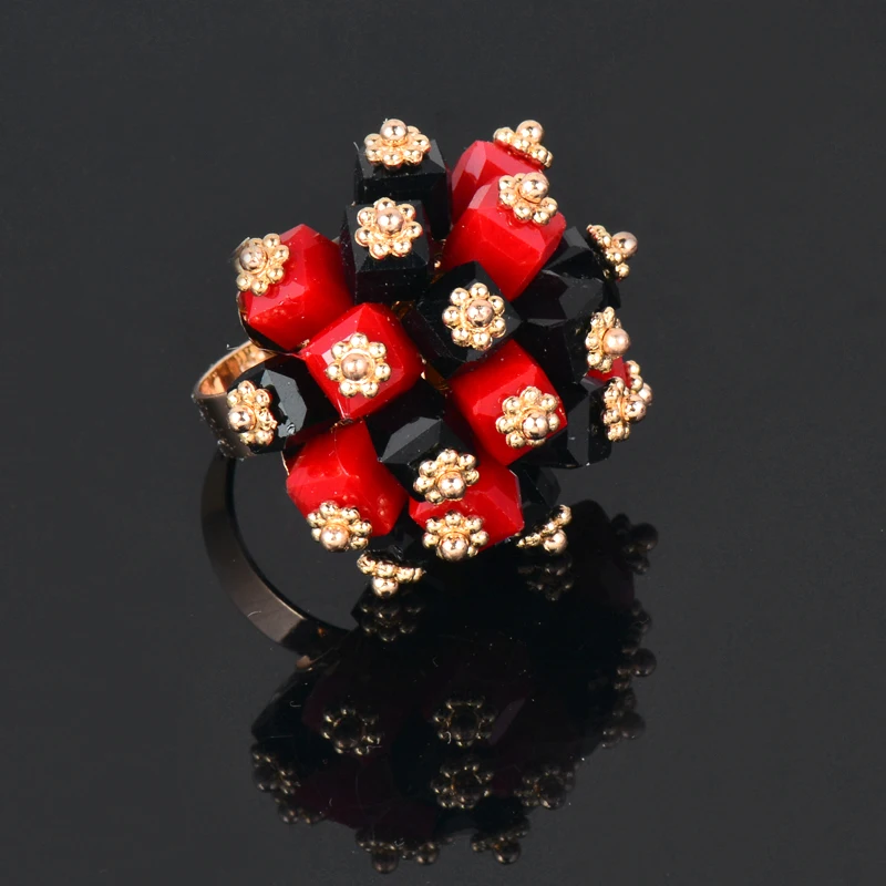 KIOOZOL mix colors square stones rings for women adjustable size ring fashion jewelry   684 KO1