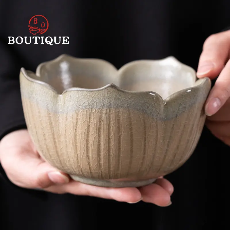 

700ml Japanese-style Ice-cracked Glaze Lotus Tea Wash Bowls Ceramic Jianshui Tea Residue Utensil KungFu Tea Ceremony Accessories