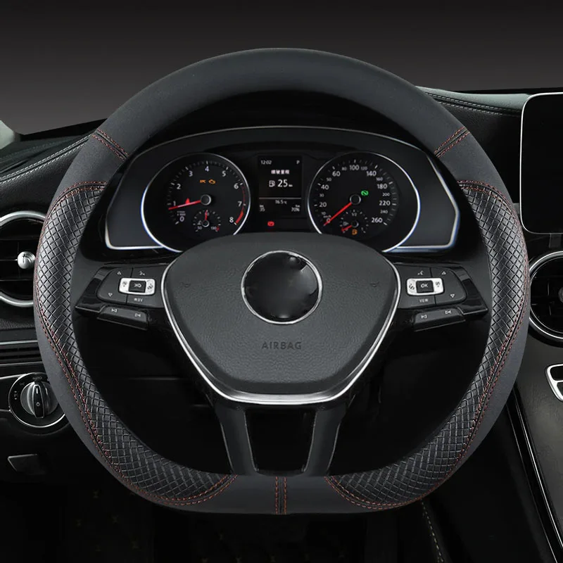 D Shape Car Steering Wheel Cover For VW Jetta 6 2017-2019 Golf 7 Scirocco Bettle 2012-2019 Tiguan 2019 2020 Auto Accesorioss