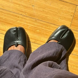 Chaussures plates noires pour femmes, ballerines à fente, mocassins habnommée, grande taille 44