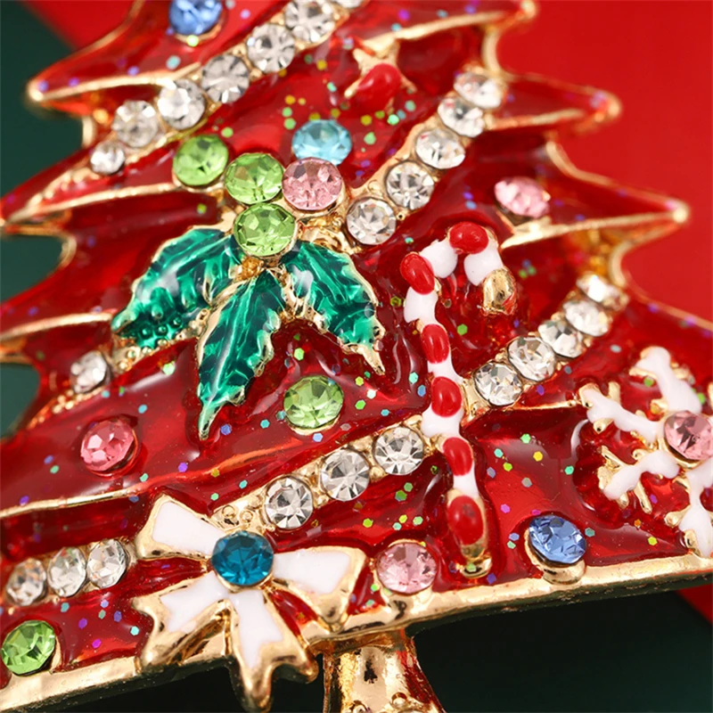 Luxury Exquisite Rhinestone Christmas Brooches Christmas Tree Enamel Brooch Pins For Women Fashion Jewelry New Year Party Gifts image 3