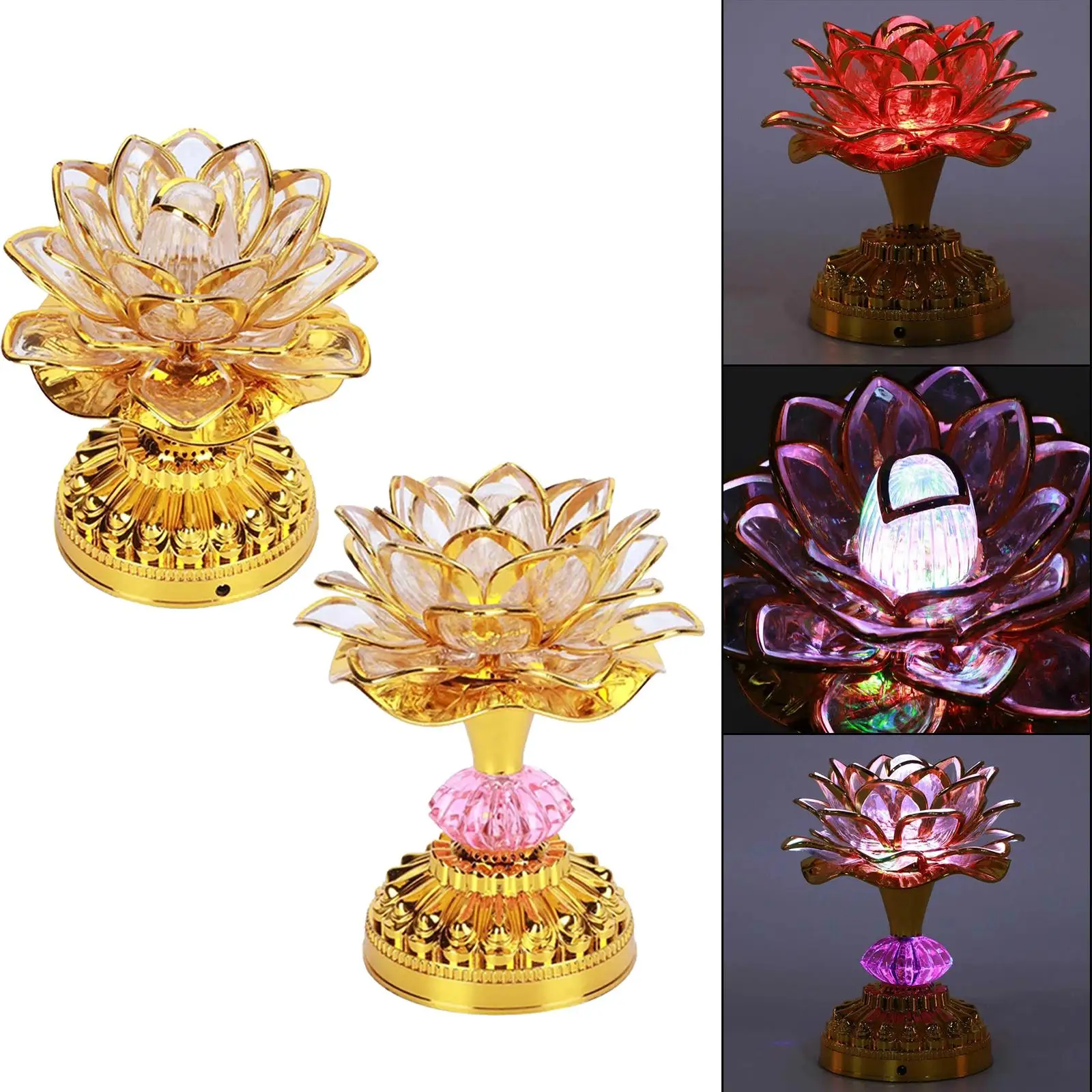 

Lotus Lamp Holy Battery Operated Portable Colorful Nightlight for Temple Decor,