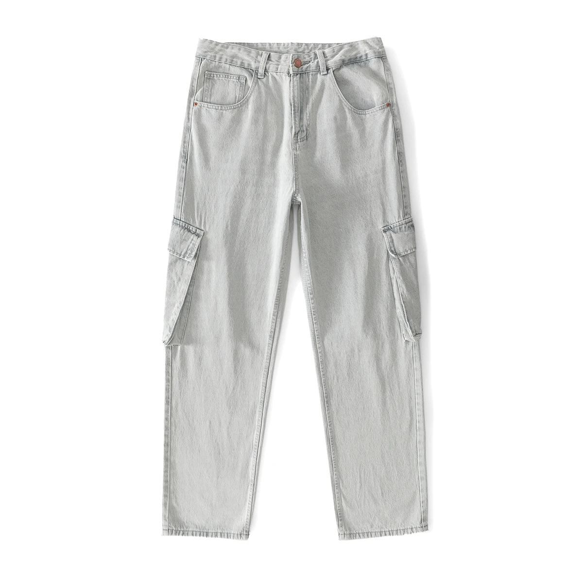 

Men’s Regular Fit Cargo Jeans Light Wash Multi-Pocket Work Pants 7 Pockets Vintage Denim Trousers Casual Streetwear