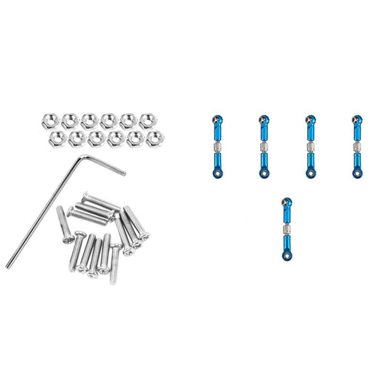 

Hot Sale 60Pcs Adjustable Metal Linkage Pull Rod Front /Rear Servo Link For Wltoys A949 A959 A969 A979 K929,Blue