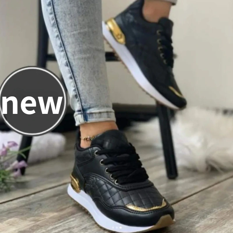 Women Casual Sport Shoes Sneakers Platform Shoes PU Leather Patchwork  Ladies Outdoor Running Walking Shoes Zapatillas Mujer