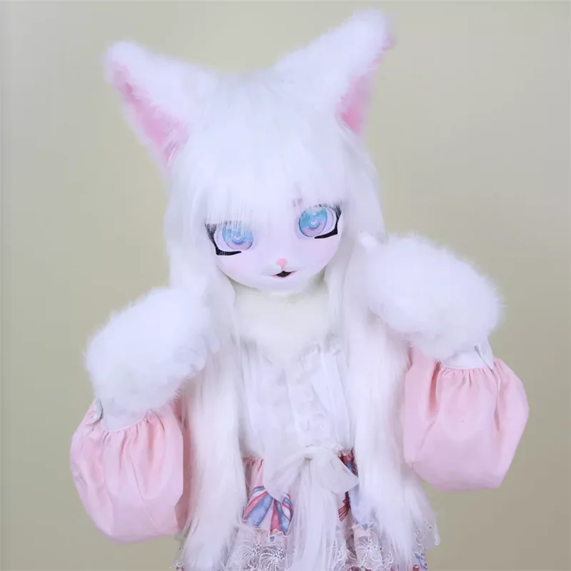 24 cores fursuit cosplay fone de ouvido peludo traje pata cabeça base comiket peludo kig kigurumi animal gato coelho besta máscara cosplay