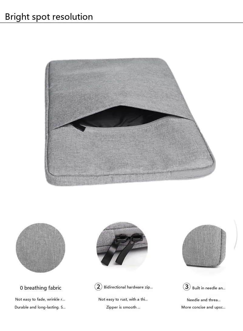 Denim-Laptop-Hülle 8-17 Zoll Schutztasche für Notebook und Tablet mit gepolstertem Innenfutter – Detail 5