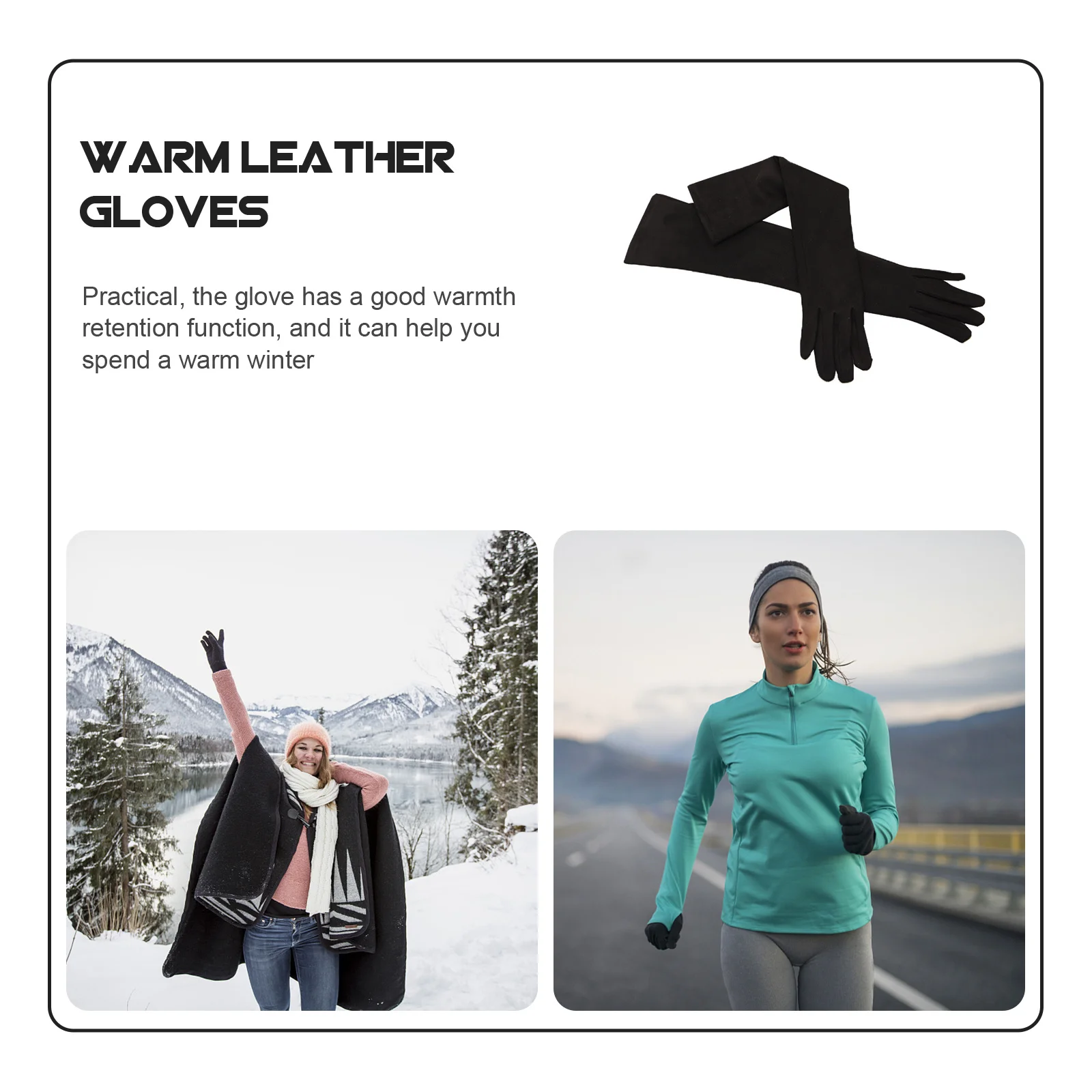 

4pcs Creative Artificial Suede Warm Gloves For Women Winter Windproof Durable Outdoor Use Fluff Keep Warm Gloves Black