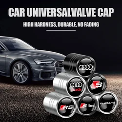 4PCS Car Styling Metal Wheel Tire Valve Caps Stem Case Badge For Audi Sline RS A4 B7 B8 B9 A3 8P 8V 8L A5 A6 C6 C7 Q2 Q3 Quattro