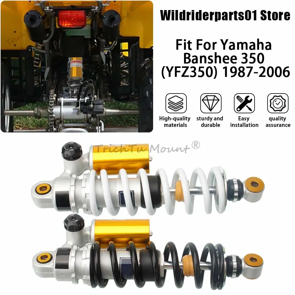 White gold Rear air Shock Absorber 345mm Part Fit For Yamaha Banshee 350 YFZ350SP 50th Anniversary Edition 2006
