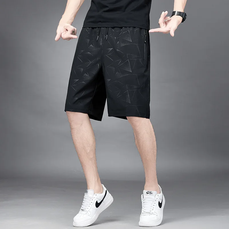 Fashionable Loose Men's Printed Trend Shorts Summer New Casual Quick Dry Breathable Elastic Waist Knee Pants Male Clothes