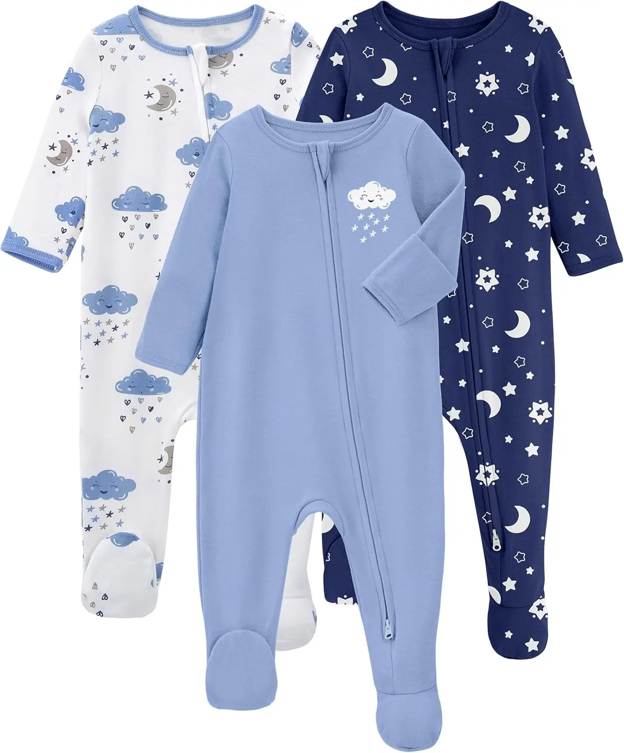 Pijamas para Bebé 100% Algodón Orgánico, Conjuntos de Dormir para Recién Nacidos de 0-3, 3-6, 6-9 Meses, Ropa para Niños y Niñas, 3 Piezas, Pijamas con Pies