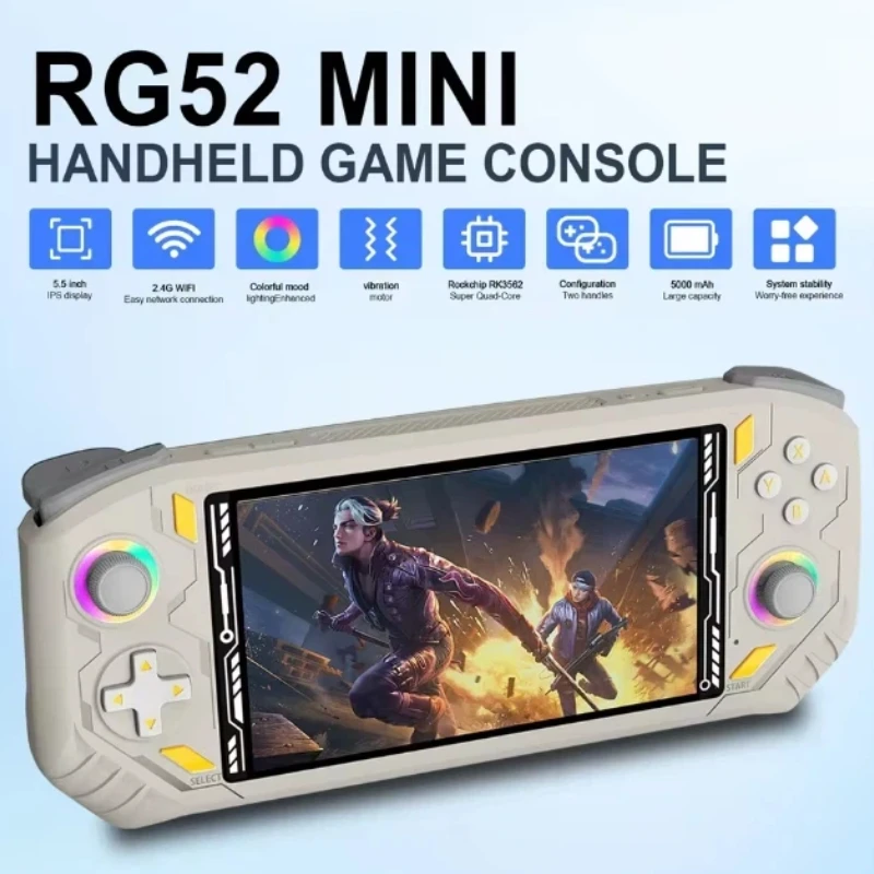 Mini Handheld Game Players Console Support Bluetooth Wifi Rk3562 Chip 64/128g Emuelec System 5.5'' Ips Screen Video Game Console