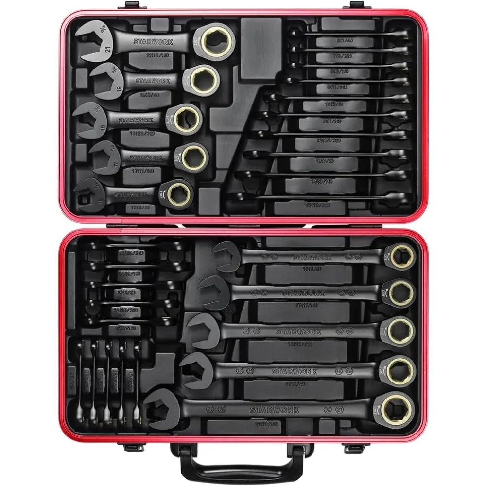 VERO MECCANICO ™   Set di 30 chiavi a cricchetto SAE e metriche 120T, serie regalo con custodia nera, professionale