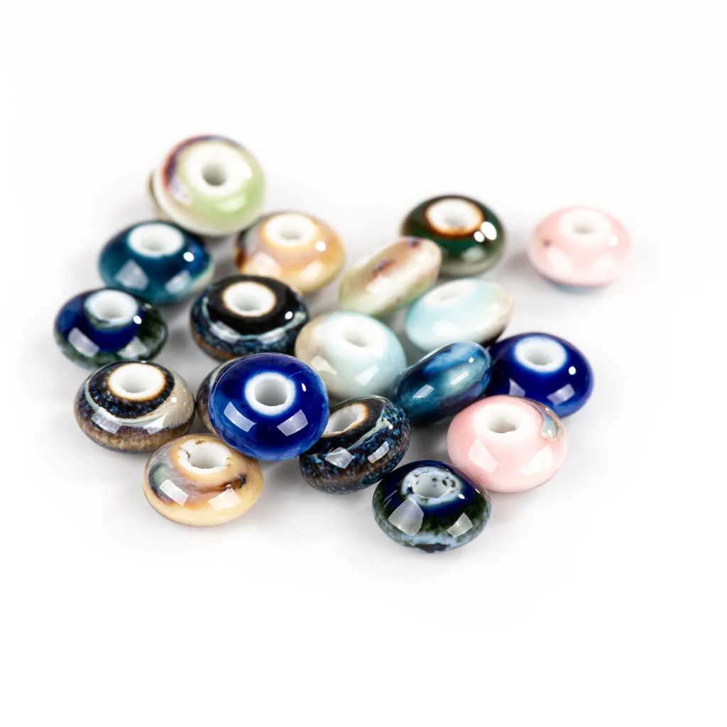 13mm 20pcs 여러 가지 빛깔의 반지 모양 세라믹 비즈 레트로 도자기 세라믹 쥬얼리 액세서리 쥬얼리 수제 # XN359