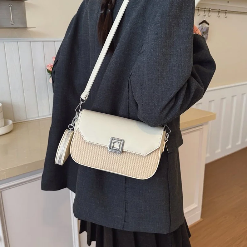 حقيبة يد جلدية للسيدات ذات علامة تجارية فاخرة راقية، حقيبة ركاب عصرية أنيقة يومية عتيقة ​