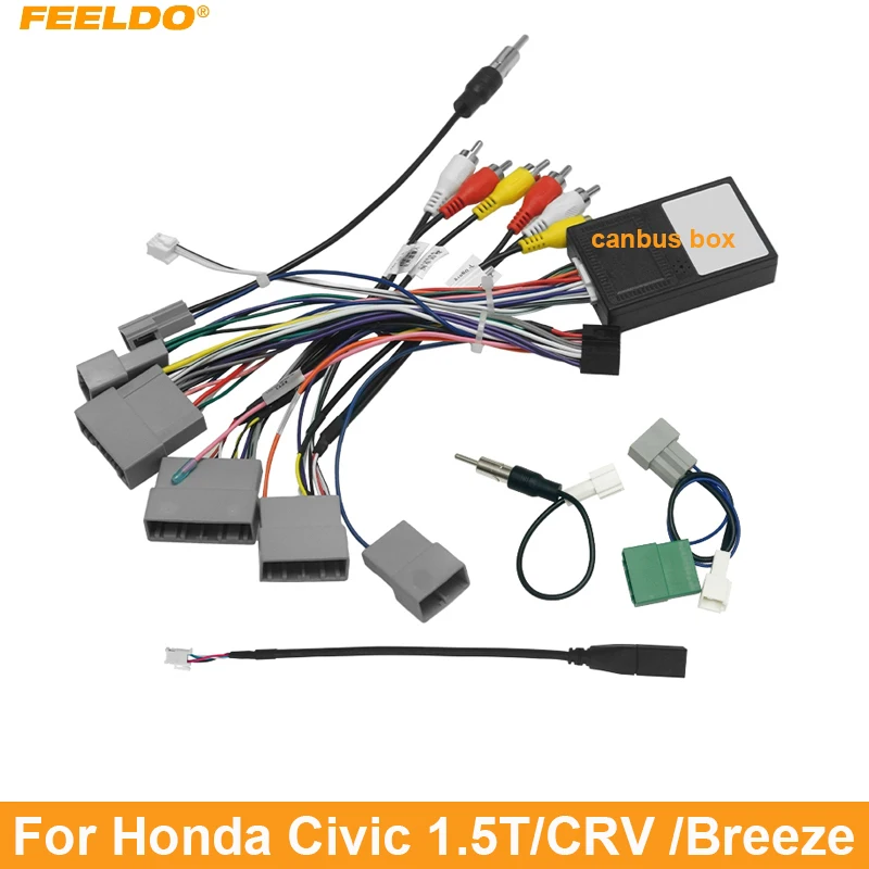 

FEELDO Car 16Pin Android Stereo Power Wiring Harness With Canbus + USB For Honda Civic 1.5T(16-19)/CRV (17-19)/Breeze(2020+)