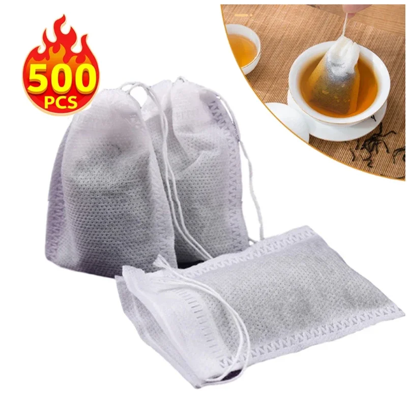 

Disposable Tea Filter Bags Non-woven Kitchen Spice Filter Paper Tea Drawstring Bag for Coffee Herb Loose Tea Soak in water