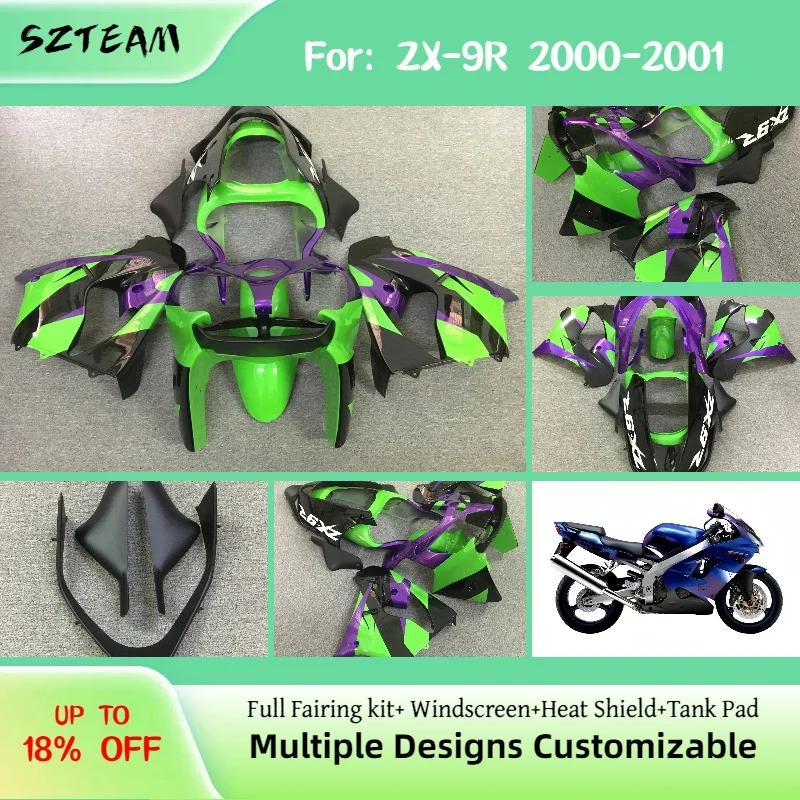 

Motorcycle Fairings ZX9R 2000 2001 Injection Accessory Complete Fairing Kit Bodywork Set for Kawasaki ZX-9R 00 01