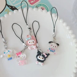 6 pz Sanrio Hello Kitty ciondolo telefono Kuromi Cinnamoroll ciondolo borsa portachiavi coppia ciondolo corda accessori