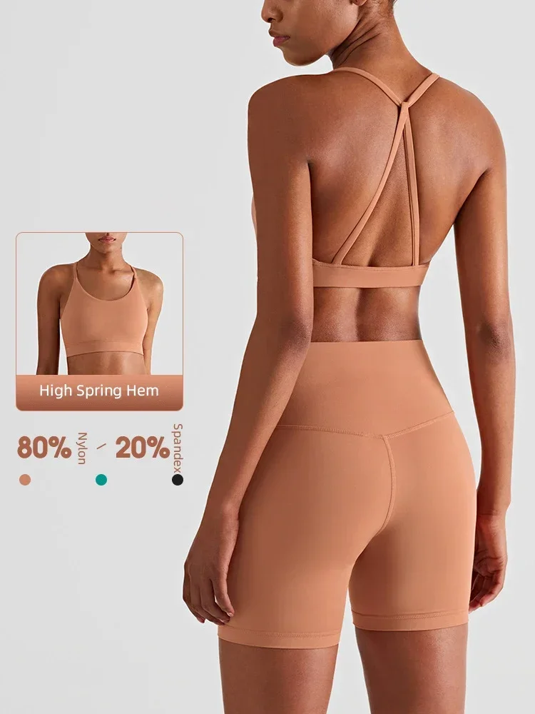 

2025 New Yoga Shorts Sets Shockproof Vest High Waist Shorts Breathable Women's Tight Fitting Sports Yoga Sexy Crop Top Gym Set