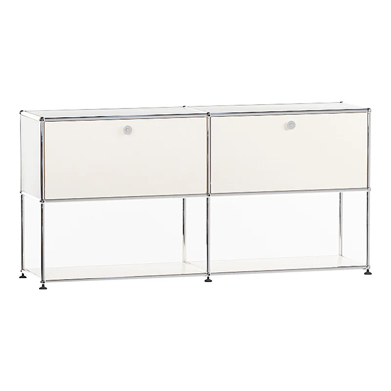 

Light luxury medieval ins style kitchen cabinet simple TV storage integrated stainless steel storage against the wall