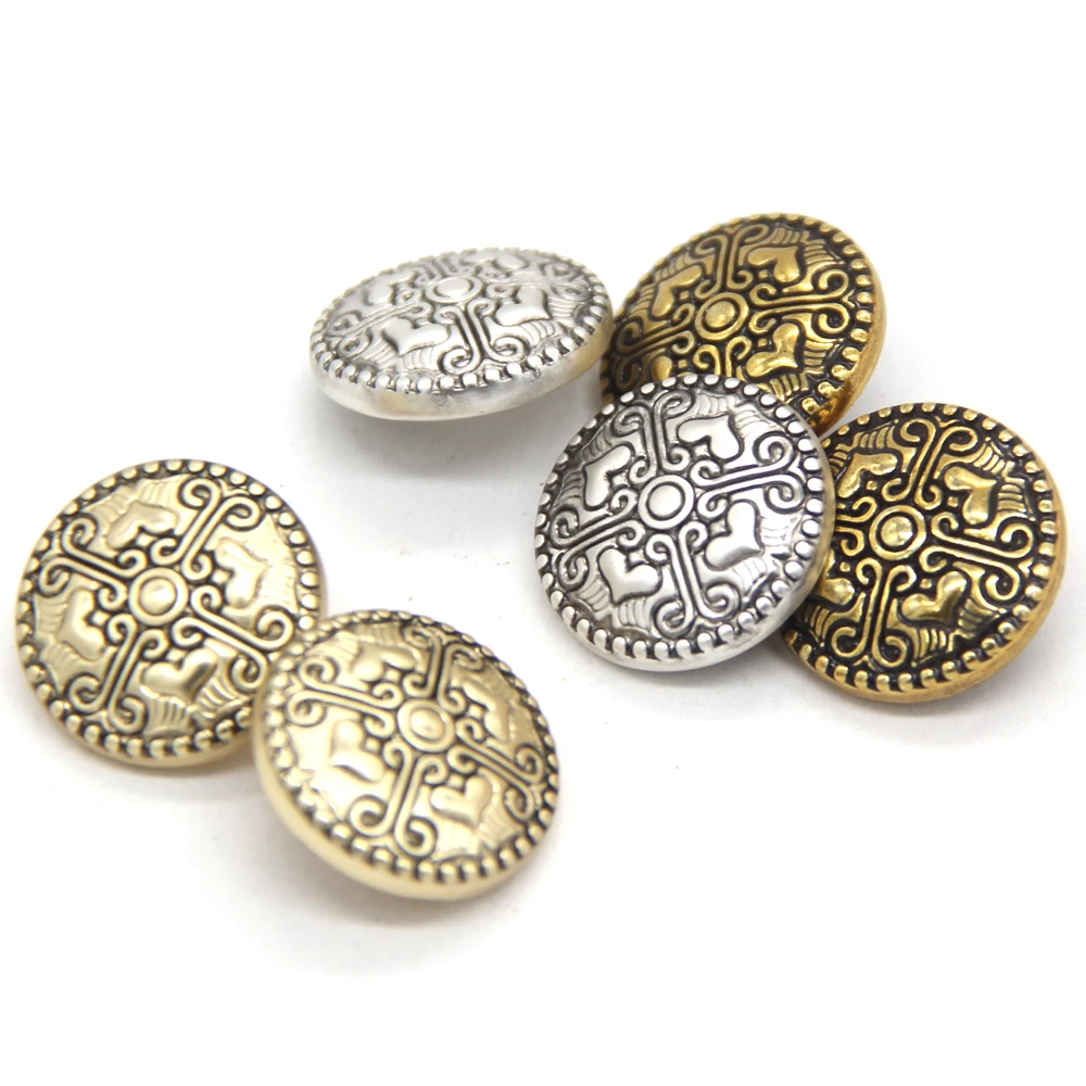 HENGC 15/20/23mm Character Gold Metal Buttons For Sewing Retro Female Coat Jacket Cardigan Handmade Decorations DIY Crafts