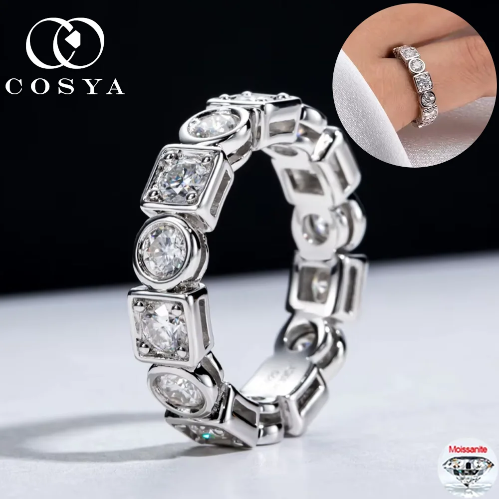 

COSYA 3,5 мм D цвет полный муассанит Eternity Band для женщин S925 стерлингового серебра лабораторное обручальное кольцо с бриллиантами ювелирные изделия