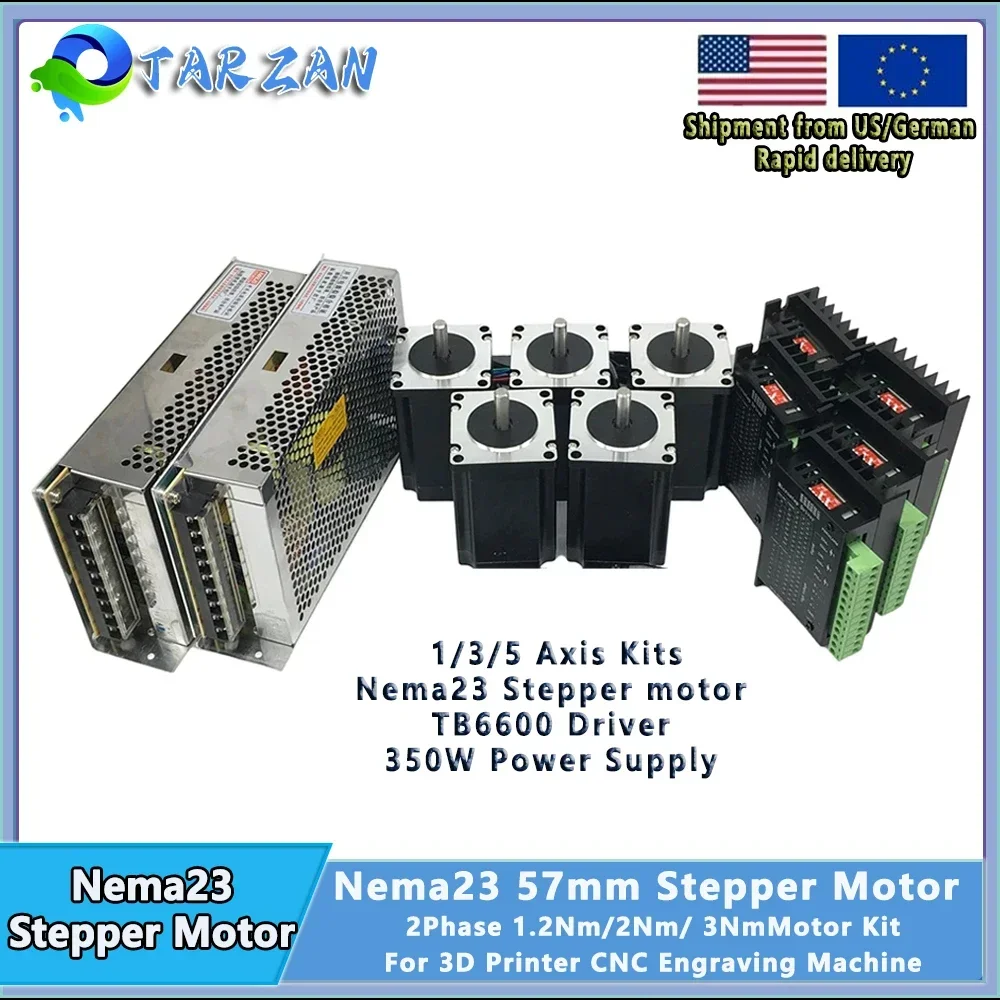 

1/3/5 оси Nema23 57 мм шаговый двигатель 1,2/2/3 Нм 3A 8 мм вал комплект драйверов двигателя с блоком питания 350 Вт для гравировального станка с ЧПУ