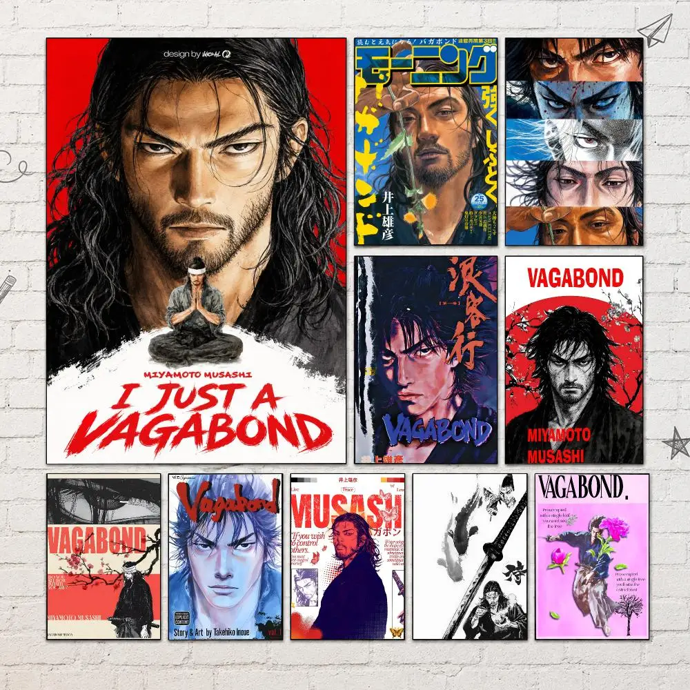 Manga V-Vagabond Poster PP Self-Adhesive Waterproof Wall Decor for Bedroom,Living Room,Dorm,Bar Aesthetic Decor Gift