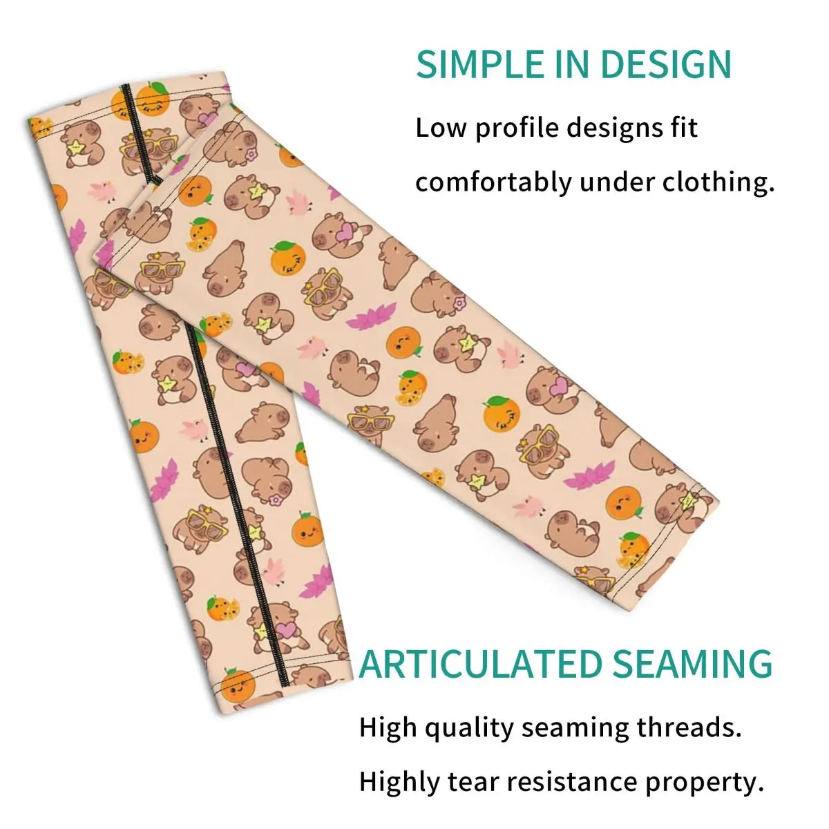 Cute Capybara Pattern Outdoor Arm Sleeves Sun UV Protection Cover Summer Cycling Tattoo Sleeves