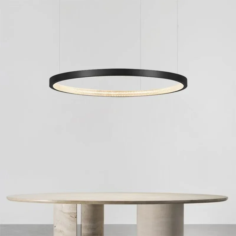 

Italian minimalist living room main chandelier modern simple light luxury black hall Italian ring dining room chandelier