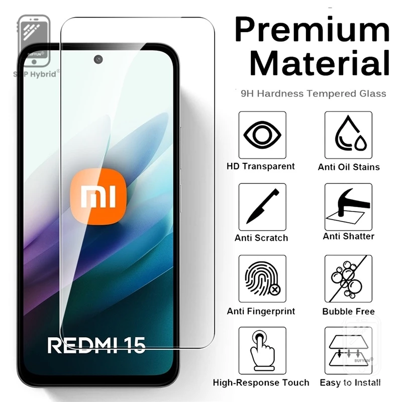 Redmi15 4G 5G الزجاج 5-1 قطعة 9H الزجاج المقسى الشفاف ل Redmi 15 5G 4G 2025 قسط واقيات الشاشة تشديد غطاء حماية فيلم