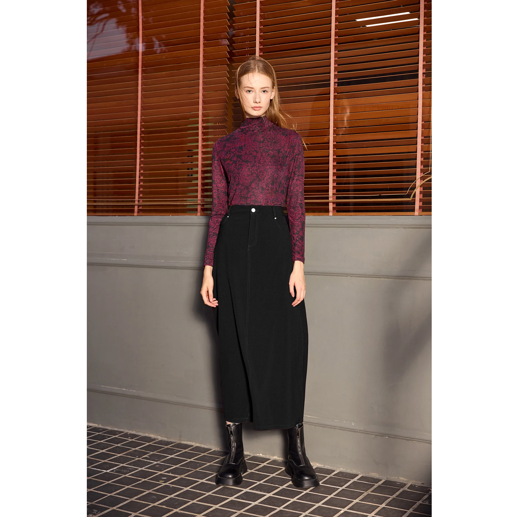 AP 2026 Autumn and Winter Women Mesh Printing Shirt Modal Lining Stretch Skirt