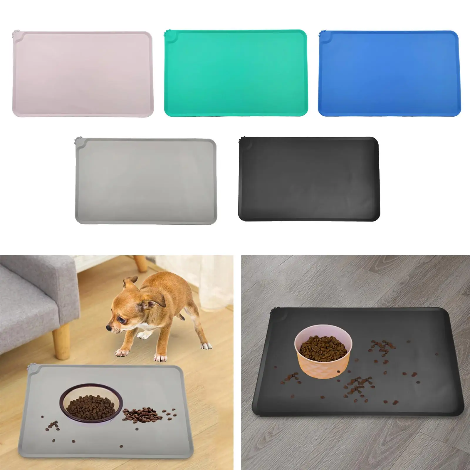 Pet Feeding Mat Large Placemat Washable Foldable Silicone Dog Cat Food Mat Pet Placemats for Food and Water for Dogs Cats